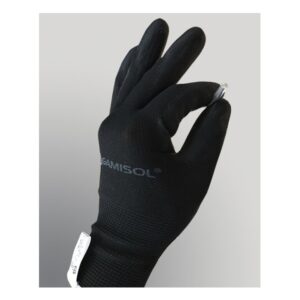 Guante poliéster negro bañado en poliuretano